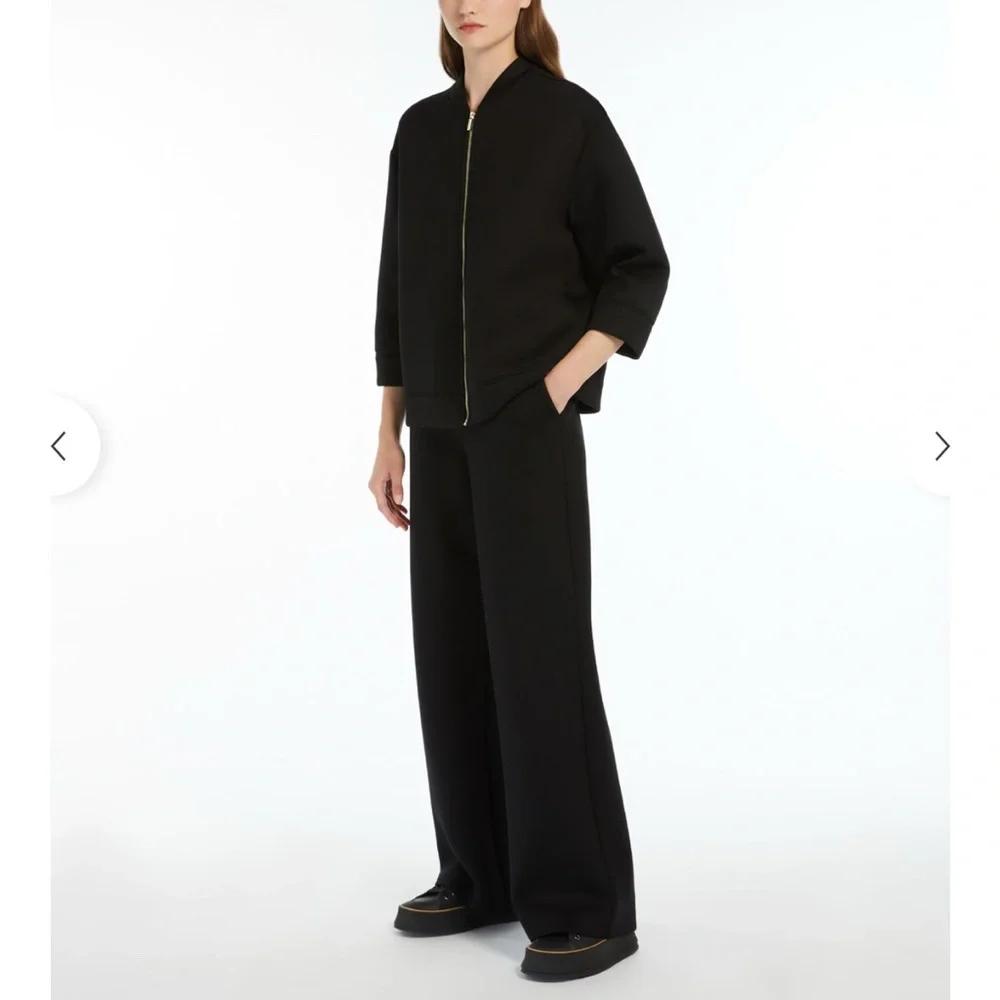 S Max Mara Zip Bomber Jacket Black - Size Large - Picture 3 of 6